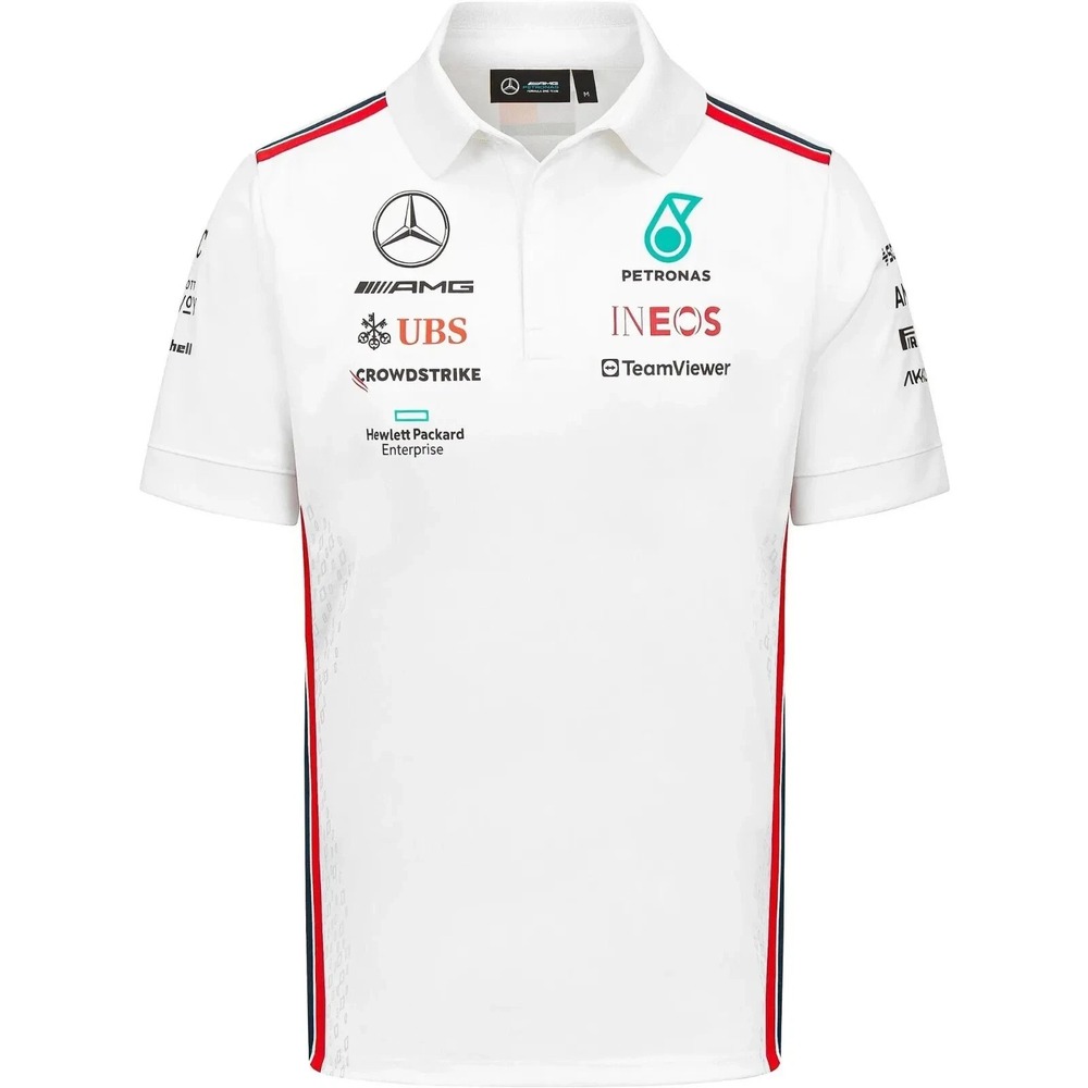 Mercedes AMG Petronas F1 Team Polo Shirt Mens White Tommy Hilfiger Racing Top XL